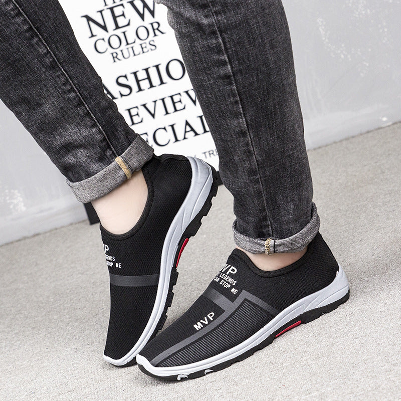 Trendy Men's Slip-On Loafers - Soft Canvas Breathable Flat Shoes with Color Contrast Design - Perfect for Casual/Daily Wea