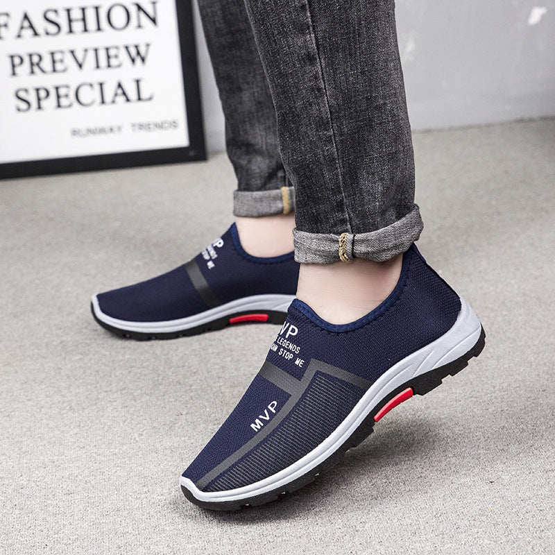 Trendy Men's Slip-On Loafers - Soft Canvas Breathable Flat Shoes with Color Contrast Design - Perfect for Casual/Daily Wea