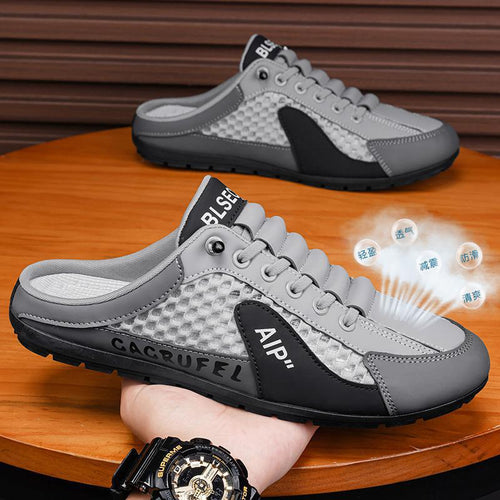 Men's Breathable Mesh Running Shoes - Lightweight PVC Sole Casual Sneakers with Cross Lacing